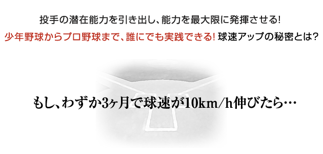 投手の潜在能力を引き出し、能力を最大限に発揮させる！　少年野球からプロ野球まで、誰にでも実践できる球速アップの秘密とは？　もしわずか３ヶ月で球速が10Km伸びたなら・・