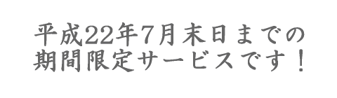 平成21年中の期間限定サービス