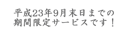 平成23年9月末日までの期間限定サービス